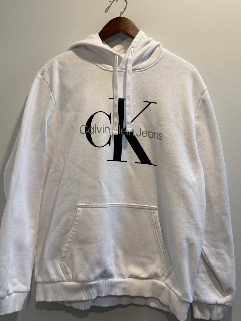 Calvin Klein White Hoodie with Black CK Logo